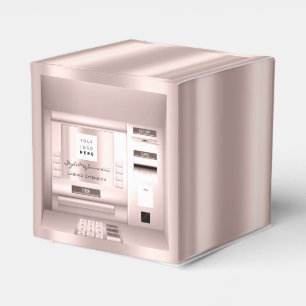 Logo Company Name ATM Bank Rose Pink Packaging Favor Boxes