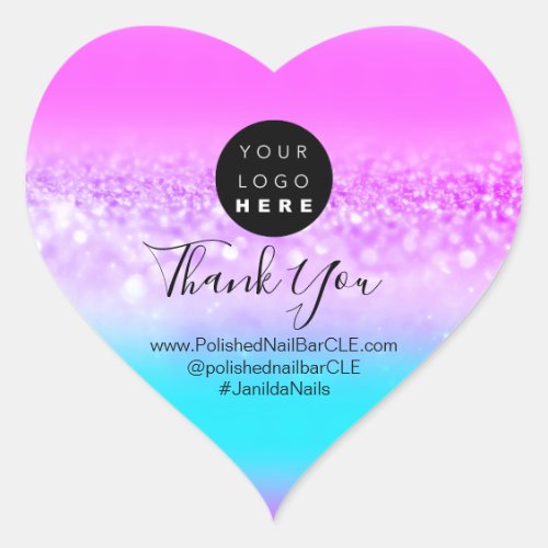 Logo Company Name Thank You Pink Heart Heart Sticker