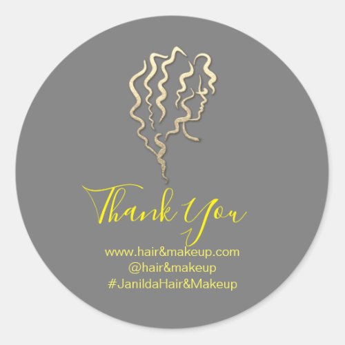 Logo Company Name Thank You Shopping Gold Gray Classic Round Sticker