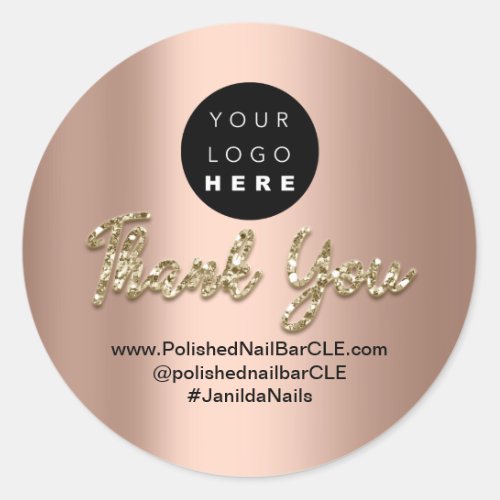 Logo Company Name Thank You Shopping Gold Rose VIP Classic Round Sticker