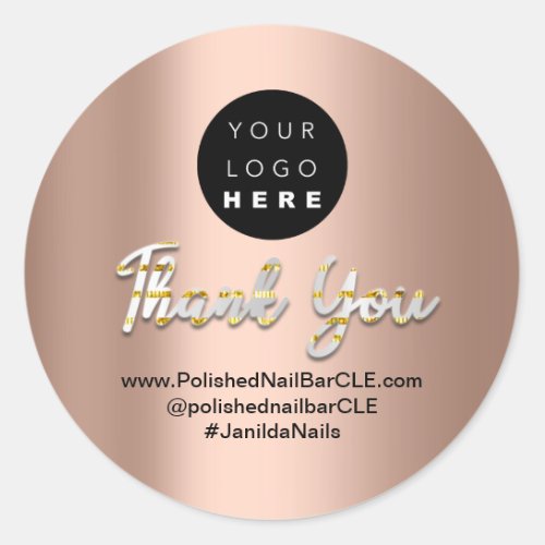 Logo Company Name Thank You Shopping Gold Silver Classic Round Sticker