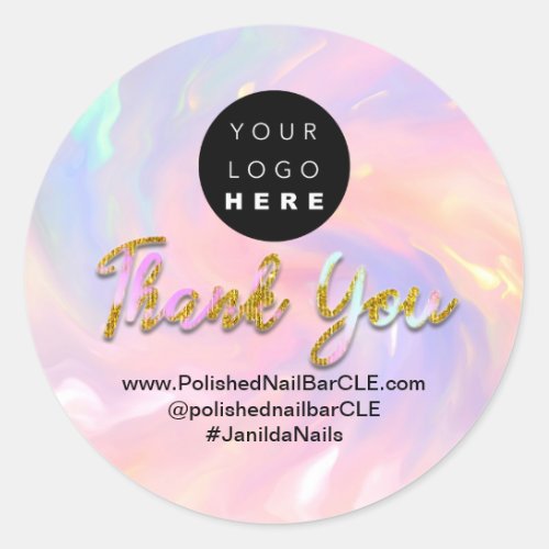 Logo Company Name Thank You Shopping Holograph Classic Round Sticker