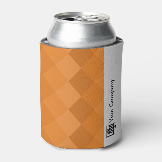 Logo Company Name Tile Pattern Orange & Gray  Can Cooler (Can Front)