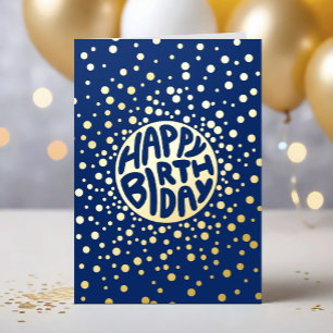 Logo Confetti Blue Business Gold Happy Birthday Foil Greeting Card