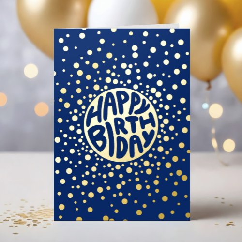 Logo Confetti Blue Business Gold Happy Birthday Foil Greeting Card