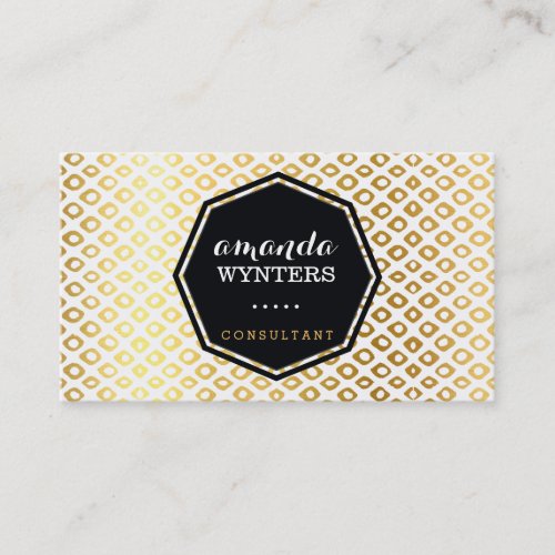 LOGO cool rustic pattern gold foil emblem octagon Business Cards