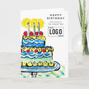 Logo Corporate Blue Green Artistic Cake Birthday Card