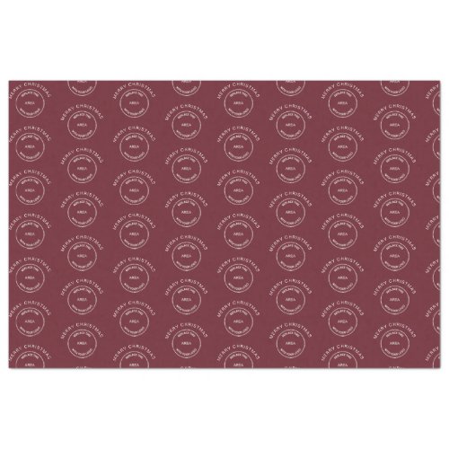 Logo Corporate Business Merry Christmas Burgundy Tissue Paper
