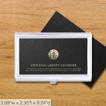 Logo Corporate Company Luxury Business Card Case<br><div class="desc">A luxurious custom business template in a modern style that can easily be updated with your company logo and text. Designed with a brushed gold seal logo,  you can customize by changing the text and image using the fields provided. A branded design for promotion and networking.</div>