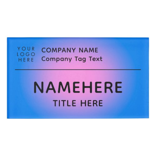 Logo Corporate Modern Simple Blue Pink Aura Title Name Tag