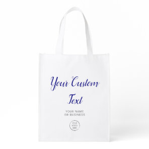 Logo Custom Bag, Business Promotion Tote, Navy Grocery Bag