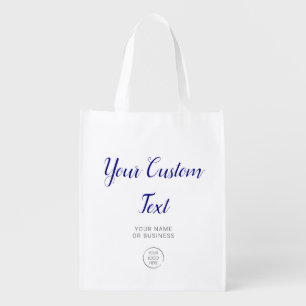 Logo Custom Bag, Business Promotion Tote, Navy Grocery Bag