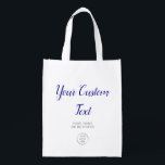 Logo Custom Bag, Business Promotion Tote, Navy Grocery Bag<br><div class="desc">Add your logo and text to create a cool custom tote bag for your business or event. These bags are great for marketing and promotions.</div>