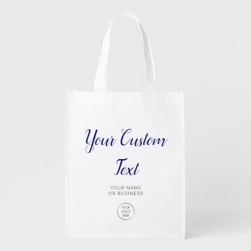 Logo Custom Bag Business Promotion Tote Navy Grocery Bag