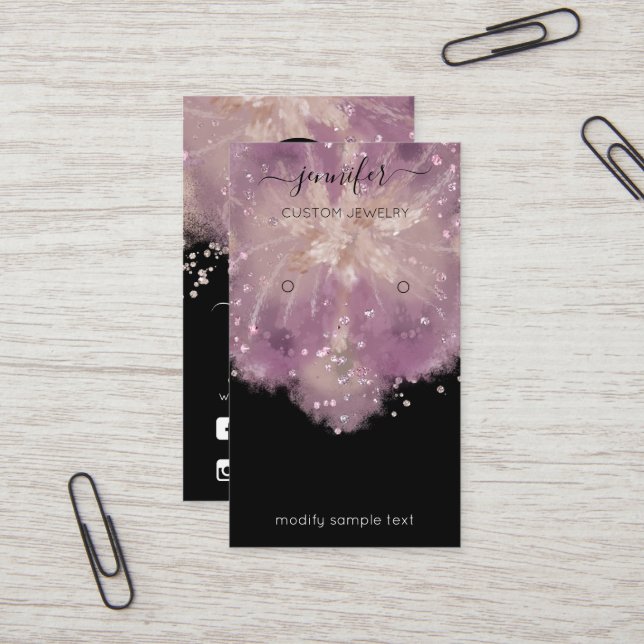 Logo Custom Jewelry Card Social Confetti Floral (Front/Back In Situ)
