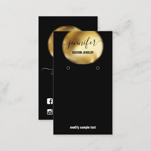 Logo Custom Jewelry Card Social Media Black Gold