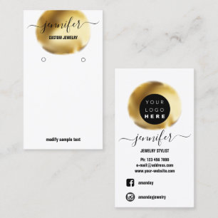 Logo Custom Jewelry Card Social Media White Golden