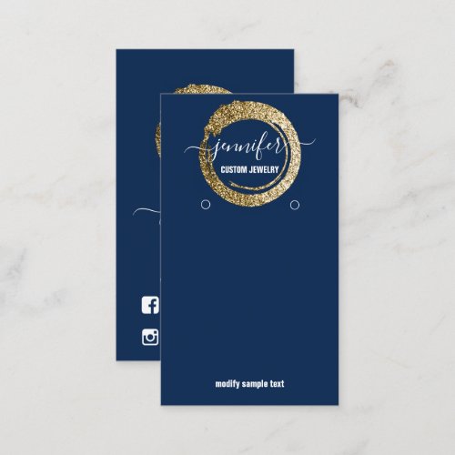 Logo Custom Jewelry Social Media Blue Navy Gold Business Card