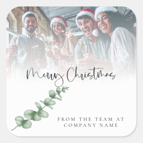 Logo Custom Photo Company Foliage Merry Christmas  Square Sticker