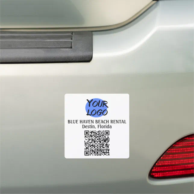 Car Rent Qr Code Logo Custom rental Home STR QR Code Vacation Car Magnet | Zazzle