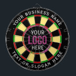 Logo & Custom Text Business Company  Dart Board<br><div class="desc">A dartboard is a popular recreational and competitive game that provides hours of fun for players of all ages and skill levels. Typically made from sisal fibers, cork, or electronic components, dartboards are designed to withstand the impact of darts while offering precise scoring zones. Standard dartboards feature a circular design...</div>