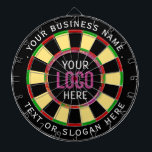 Logo & Custom Text Business Company  Dart Board<br><div class="desc">A dartboard is a popular recreational and competitive game that provides hours of fun for players of all ages and skill levels. Typically made from sisal fibers, cork, or electronic components, dartboards are designed to withstand the impact of darts while offering precise scoring zones. Standard dartboards feature a circular design...</div>