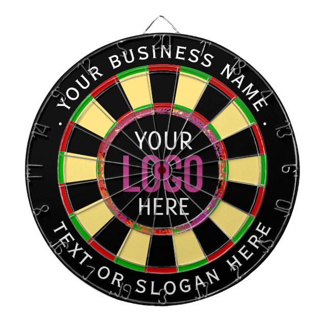 Logo & Custom Text Business Company  Dart Board (Front)