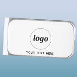 Logo Custom Text Business Promotional Silver Finish Money Clip<br><div class="desc">Simple logo with custom text business branding promotional design to promote your business. Use them yourself, sell them, or give them away to staff, employees, clients and customers at events, meetings, trade shows, retail or any professional setting. With a clean and modern design featuring your company logo and choice of...</div>