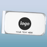 Logo Custom Text Business Promotional Silver Finish Money Clip<br><div class="desc">Simple logo with custom text business branding promotional design to promote your business. Use them yourself, sell them, or give them away to staff, employees, clients and customers at events, meetings, trade shows, retail or any professional setting. With a clean and modern design featuring your company logo and choice of...</div>