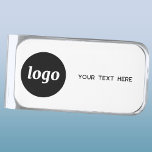 Logo Custom Text Business Promotional Silver Finish Money Clip<br><div class="desc">Simple logo with custom text business branding promotional design to promote your business. Use them yourself, sell them, or give them away to staff, employees, clients and customers at events, meetings, trade shows, retail or any professional setting. With a clean and modern design featuring your company logo and choice of...</div>