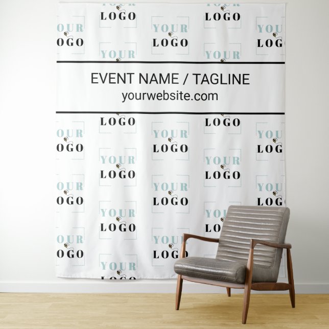Logo Custom Text Half Drop Repeat White Backdrop (In Situ)