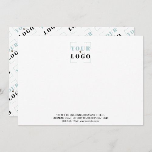Logo Custom Text Tiled Back White Landscape Note Card