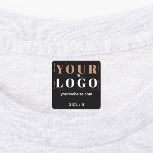 Logo Custom Text Website Garment Size Square Black Labels
