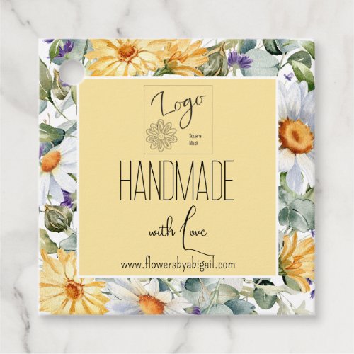 Logo Daisy Floral Handmade Crafting Business Promo Favor Tags
