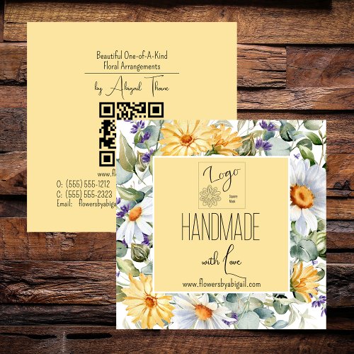 Logo Daisy Flowers Floral Handmade Crafting  Square Business Card