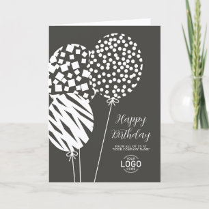 Logo Dark Grey Balloons Corporate Birthday Card