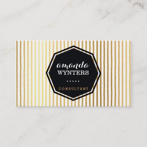 LOGO diagonal stripe pattern gold foil geo octagon Business Card