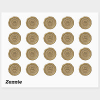 Letter M Diamond Circle GOLD Wax Seal Stickers, Zazzle