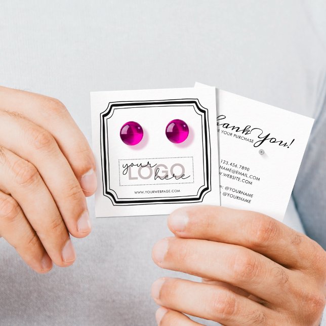 Logo Doodle Stud Earrings Square Card 01 Pack 25 (Creator Uploaded)