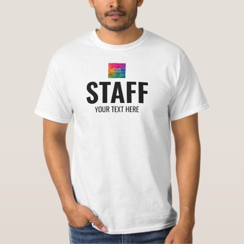 Logo Double Sided Print Staff Mens White Value T_Shirt