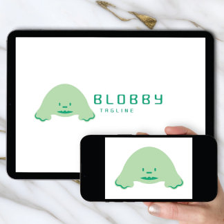 Logo Download Blob Character Brand | Cute Mascot Invitation