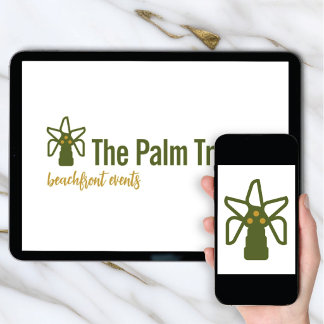 Logo Download Coconut Palm Tree Tropical Brand Invitation