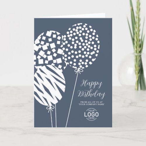 Logo Dusty Blue Balloons Corporate Birthday Card