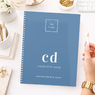 Logo dusty blue monogram initials business 2026 planner
