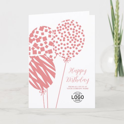 Logo Dusty Rose Balloons Corporate Birthday Card