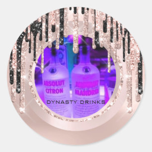 Logo Dynasty Drinks Event Lux Drips Rose Absolutn Classic Round Sticker