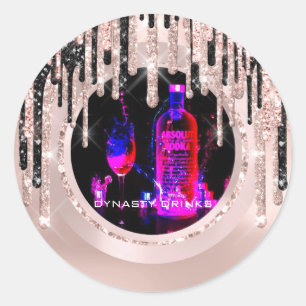 Logo Dynasty Drinks Event Lux Drips Rose Pink Classic Round Sticker