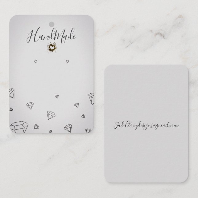 Logo Earring Display Card Gray Calligraphy (Front/Back)