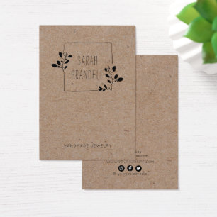 Logo Earring Display Card • Sketched Floral Frame 