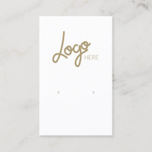 Logo Elegant Gold White Jewelry Earring Display Business Card